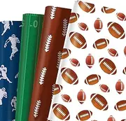 OXYLIPO 12Pcs Rugby Wrapping Paper, Football Helmet Pattern Wrapping Paper Footbal Wrapping Paper for Sport DIY Gift Packing Birthday Party Favor, 20 x 27 Inch