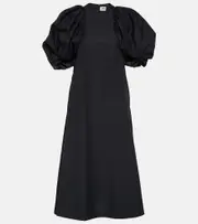 [Noir Kei Ninomiya] Noir Kei Ninomiya Puff-sleeve cotton poplin maxi dress AU 8 black