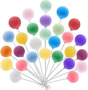 Newmemo 30 Pieces Balloon Cake Topper - Mini Colorful Cupcake Picks, Cluster Picks, Ball Decoration Insert for Dollhouse Baby Shower Party