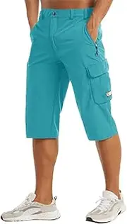 [HEYDHSDC] Men's Quick Dry Short Pants Summer Hiking Shorts Multi-Pockets Cargo Shorts