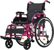 Rolling Walkers Folding Wheelchair Full Arms Adults Children Aluminium Frame Mobility Device Portable Self-propelled Seniors Handicapped Self-Propelled Wheelchair