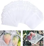 100 Pieces Organza Fruit Netting Bags - 6x8 Inch Fruit Protection Bags with Drawstring, Garden Plant Net Barrier Bag for Tomatoes, Grapes, Mangoes