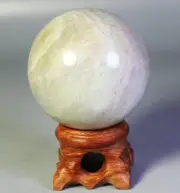 153g Natural Polished Green Moonstones Quartz Crystal Stone Sphere Ball + Stand