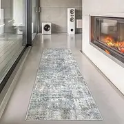 HUGEAR Vintage Runner Rugs for Hallway Long Hallway Runner 60X240cm Abstract Rug Neutral Grey Rug Kitchen Rugs Non Slip Washable Carpet Runners for Hallway Entryway Living Bedroom Laundry Room