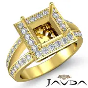 Princess Semi Mount Split Shank Diamond Engagement Ring 18k Yellow Gold 0.6Ctw