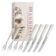 Samura HANNIBAL Steak Knife and Fork Set for 4 persons White Handle
