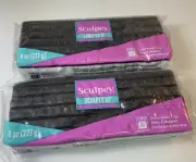 2 Sculpey III Polymer Oven-Bake Clay, Black, Non Toxic, 8 Oz. Bars