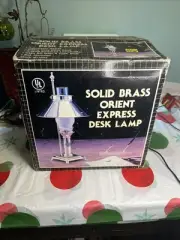 New VTG Solid Brass Paris Istanbul Orient Express Desk Lamp Claw Foot Stand