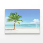 Single Coconut Tree Beach Print 100% Australian Made 90 x 60cm (Acrylic)