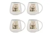 4x Ashdene Bush Buddies Wombat Snuggle 500ml Coffee Tea Mug New Bone China White
