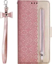 iPhone 11 Pro Max Wallet Case for Women, Lace Synthetic Leather Cover with Cute