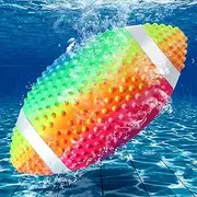 Swimming Pool Football, Water Footballs for Pool for Under Water Passing, Dribbling, Beach Football Waterproof, Pool Water Diving Game Toys for Teens Adults, Ball Fills with Water (Rainbow Color)