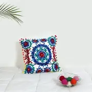 16" Embroidery Cotton Cushion Cover Handmade Suzani Boho Decor Pillow Case Art