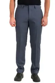 Hugo Boss Men's "Gido" Blue 100% Wool Slim Flat Front Dress Pants