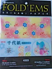 Yasutomo Fold'Ems Origami Paper Hana Patterns 4323 5-7/8" square 32 shts-NEW