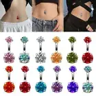 Dangle Belly Button Ring for Women Girls Crystal Navel Barbell Piercing Ring <