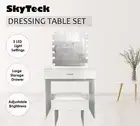 WHITE MAKE-UP DRESSER TABLE WITH LED MIRROR WITH DRAWER & PULL OUT CHAIR KL-DS03