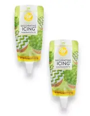 Two Count 8 oz Wilton Green Decorating Icing - Includes Round and Star Tips