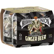 Brookvale Union Alcoholic Ginger Beer 6% Cans 330ml x 4 Pack