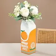 Retro Style Ceramic Vase,Decorative Vase,Cute Vases for Flowers,Vase Home Decor,Vintage Orange Juice Vase,Cute Creative Juice Box Vase,Multipurpose Ceramic Vase