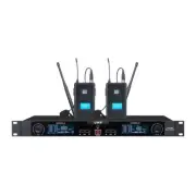 Lavalier Microphone System Professional UHF Wireless System w/ 2 Lavalier Mics
