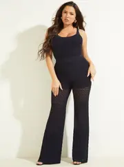 GUESS Women's Marciano Blue Multi Flor Jumpsuit Size: Medium, Viscose Rayon