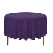 10 Pack 90" Round Polyester Fabric Tablecloths for Wedding Banquet - Purple