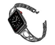 Fashion Ring Stainless Steel Strap Strap Alloy Shiny Steel Strap for Apple Watch Apple 5 4 3 2 1-Black