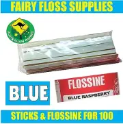 FAIRY FLOSS STICKS & BLUE FLOSSINE - 100 pack - Suit all machines -Top Quality