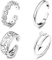 [Generic] Ring Summer Beach Vacation Knuckle Foot Ring Open Toe Rings Set for Women Girls Finger Heart Ring Adjustable Jewellery Engagement Rings