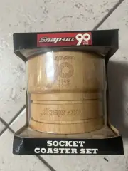 Snap On Tools 90th Anniversary Coaster Set With Wooden Holder