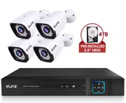 Elinz 4CH AHD 1080P HD Video & Audio Recording CCTV Surveillance DVR 4x Outdoor Bullet Security Camera System 4TB HDD