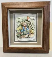 Colorful Japanese PETER RABBIT Shadow Box 3-D Wall Art FRAMED