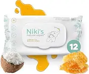 Niki's Natural Baby Wipes | World's First All Natural Baby Wipes with Manuka Honey and Coconut Oil | 744 Wipes (12 Pack x 62 Wipes)