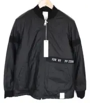 REPLAY Mens Jacket L Black Bomber Patched Lined High Neck Ribbed Dress Zip Up