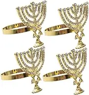 Menorah Napkin Buckles 4 Pack Hanukkah Napkin Rings Jewish Holiday Party Decorations Serviette Holders