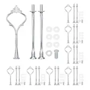 6 Set Cake Tray Stand Handle Plate Hardware Fitting, 3-Tiers Crown Silver