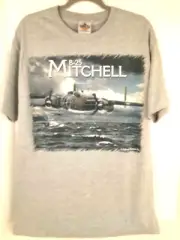 New B-25 Mitchell T-Shirt Large Gray NWOT WWII Military Plane 100% Cotton USA