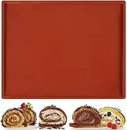 Jelly Roll Pan Silicone, Large Swiss Roll Cake Mat Flexible Silicone Baking Sheet, 14.17x11 in Baking Mats Silicone for Baking Sheets, Nonstick Silicone Baking Tray (Brown)
