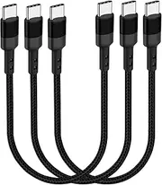 USB C to USB C Cable 1FT, 3-Pack 12 inch 20V 3A Type C PD Fast Charging Cord Compatible with Samsung Galaxy S20/S9 Ultra Note 20, Pixel 4/3 XL, MacBook Air iPad Pro 2020