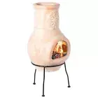 New Outdoor Clay Chimenea Sun Design Charcoal Burning Fire Pit with Metal Stand