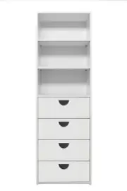 Geneva 3 Shelf 4 Drawer Built In Wardrobe - White - Vj Panel - Half Moon Black