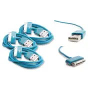 3X 3FT USB SYNC DATA POWER CHARGER AQUA BLUE CABLE IPHONE IPOD CLASSIC NANO IPAD