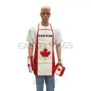 Canada Flag Kitchen & BBQ 3pc Set w/Apron Oven Mitt Potholder Canada Flag