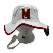 NWT Zephyr Maryland Terrapins NCAA White Bucket Hat w/ Chin Strap Size L/XL