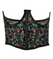 DAISY CORSETS Lavish Neon Butterfly Print Mesh Open Cup Waist Cincher MEDIUM
