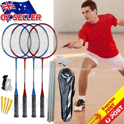Professional Badminton Racquet Set 4 Player Racket Shuttlecock Net Bag NEW