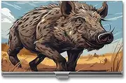LKHDS Slim Aluminum Alloy Business Card Holder Cartoon Wild Boar Pocket Business Card Case Portable Business Card Wallet Business Card Holders Handheld Card Box for Women Men, style, One size, Style