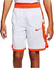 [Nike] Kids Boy's Dry Elite Basketball Shorts (Little Kids/Big Kids) Football Grey/Hyper Crimson MD (10-12 Big Kids)