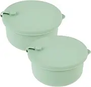 2 Pack Pizza Ball Box Versatile Pizza Dough Proofing Box Heat Resistant Silicone Dough Box Easy to Use Pizza Dough Box Soft Silicone Fermentation Box for Kitchen(green-2-circular)